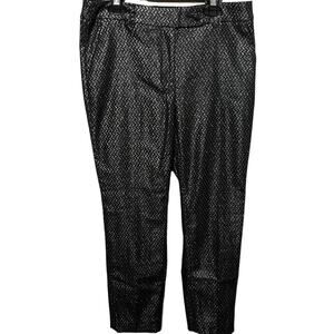 NWT WHBM White House Black Market Metallic-Jacquard Slim Ankle Pants